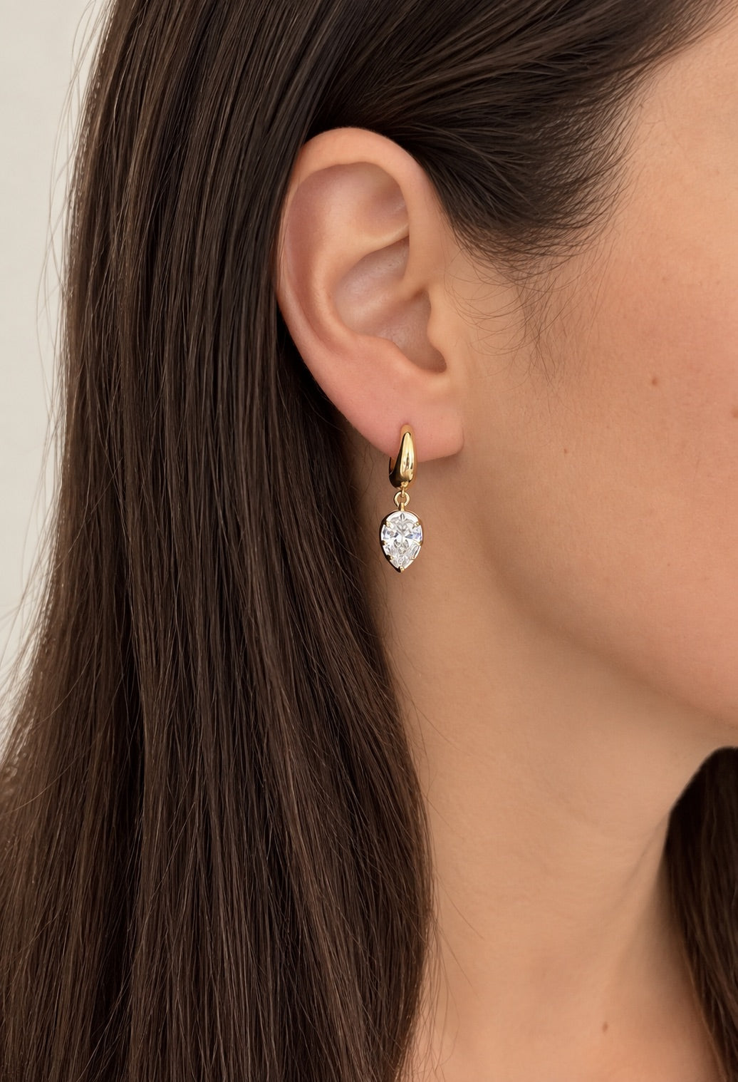 Pear Georgian Drop Hoop Earrings