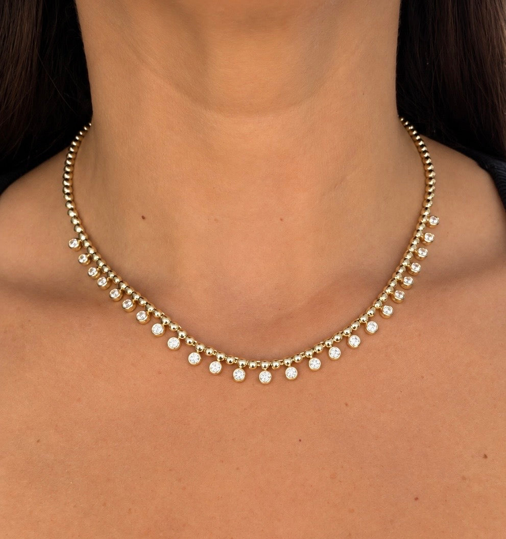 Round Bead Tennis Necklace