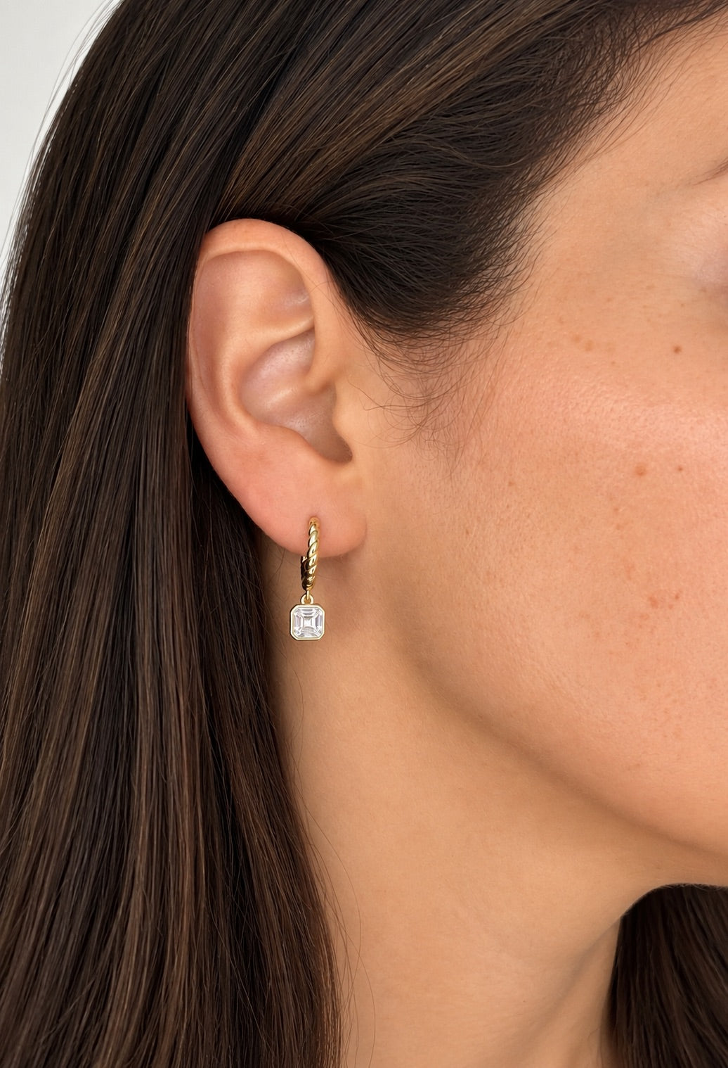 Asscher Cut Twist Hoops