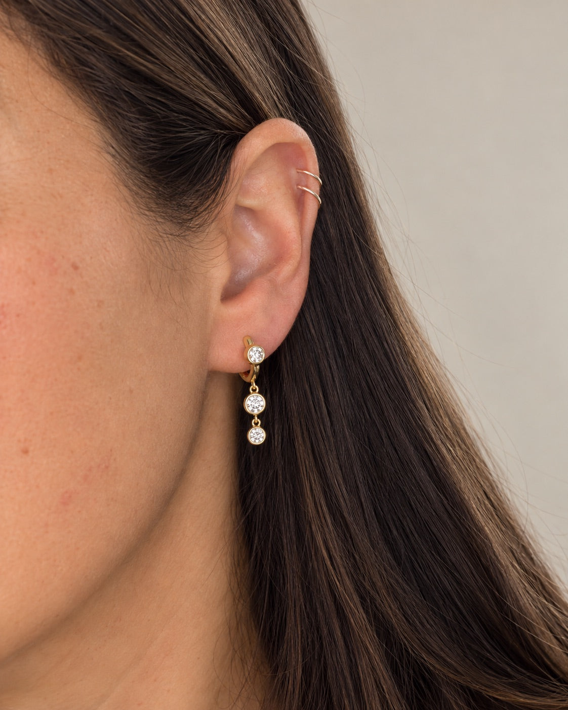 Double Drop Huggie Earrings
