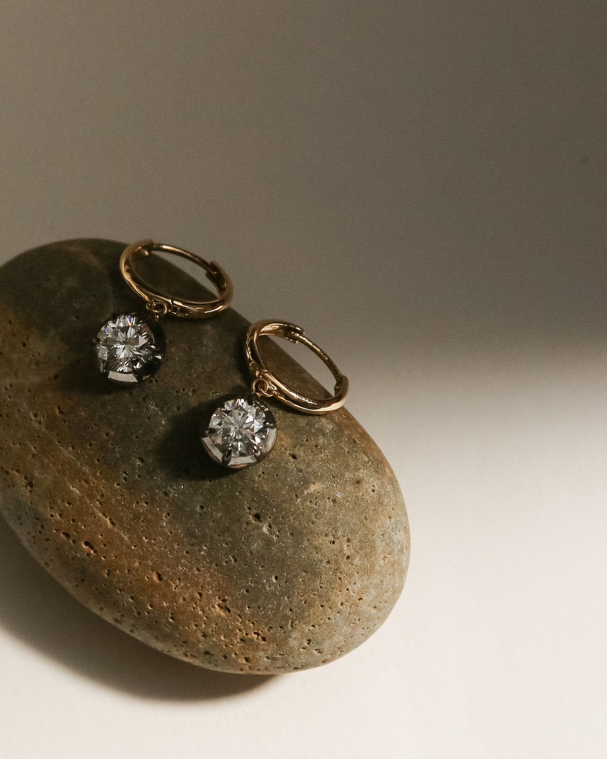 Lab Diamond Georgian Round Huggie Earrings