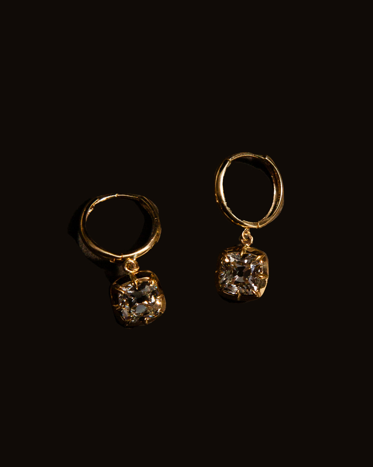Lab Diamond Antique Cut Huggie Earrings