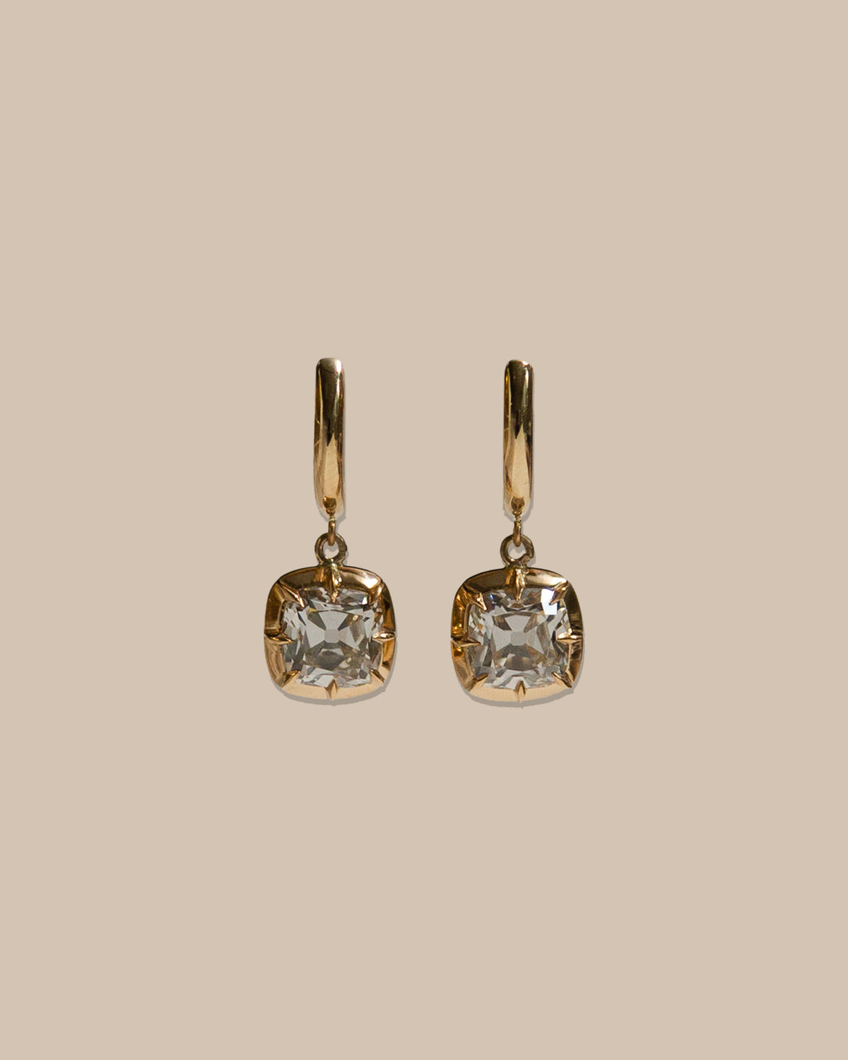 Lab Diamond Antique Cut Huggie Earrings