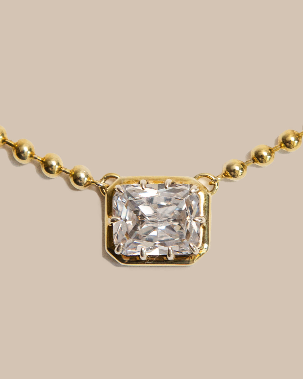 Ball Chain East West Cushion Cut Necklace