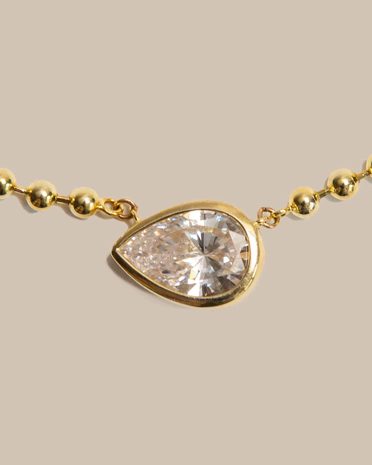 Ball Chain East West Pear Necklace