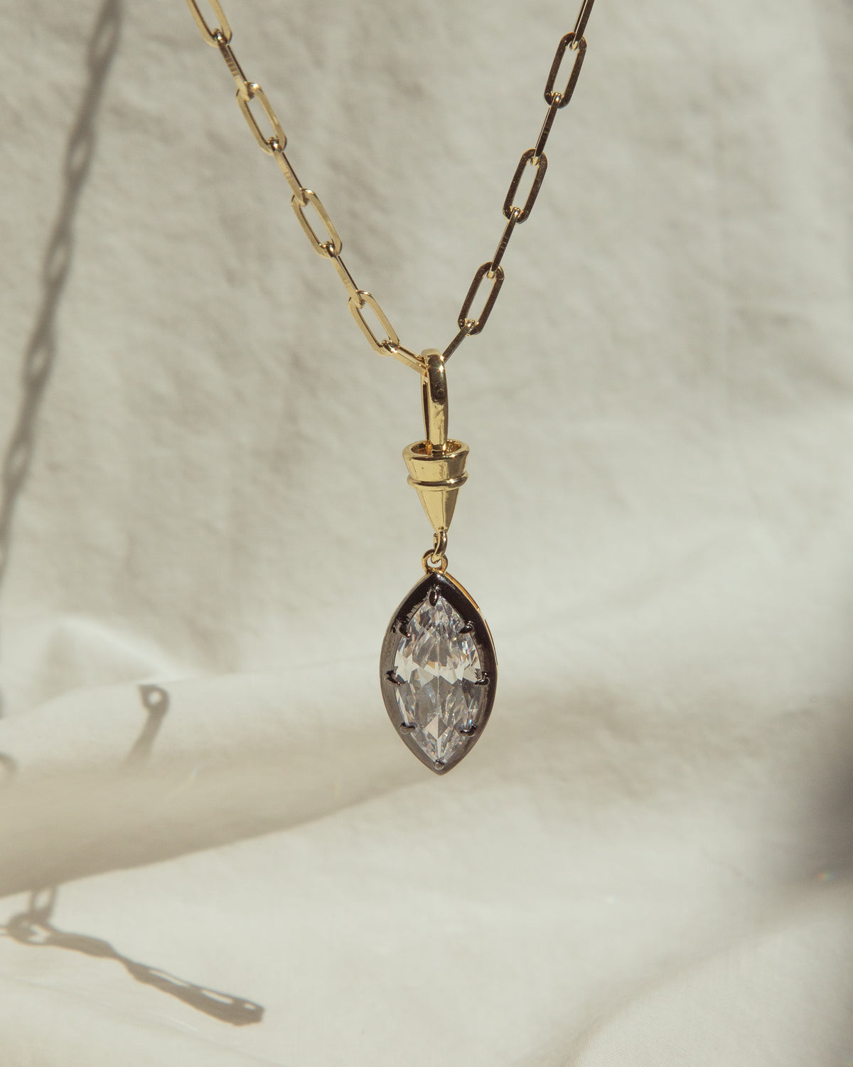 Paperclip Chain Marquise CZ Necklace