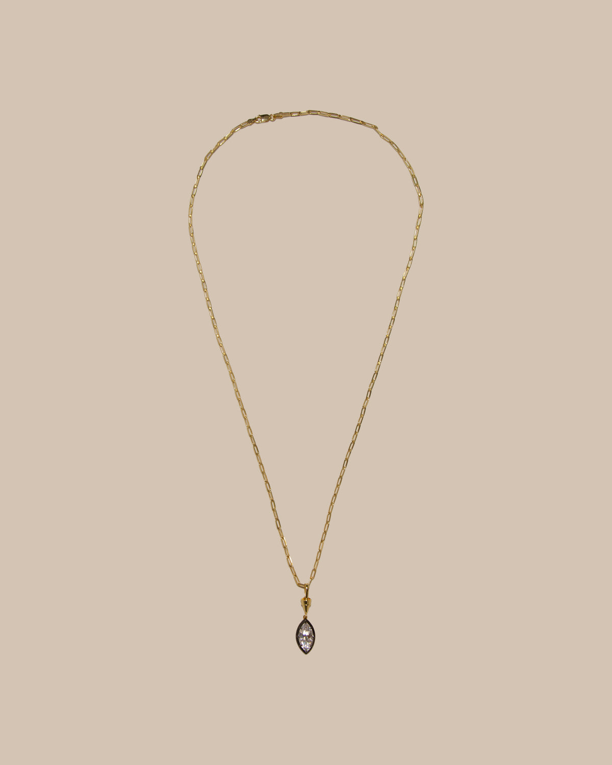 Paperclip Chain Marquise CZ Necklace