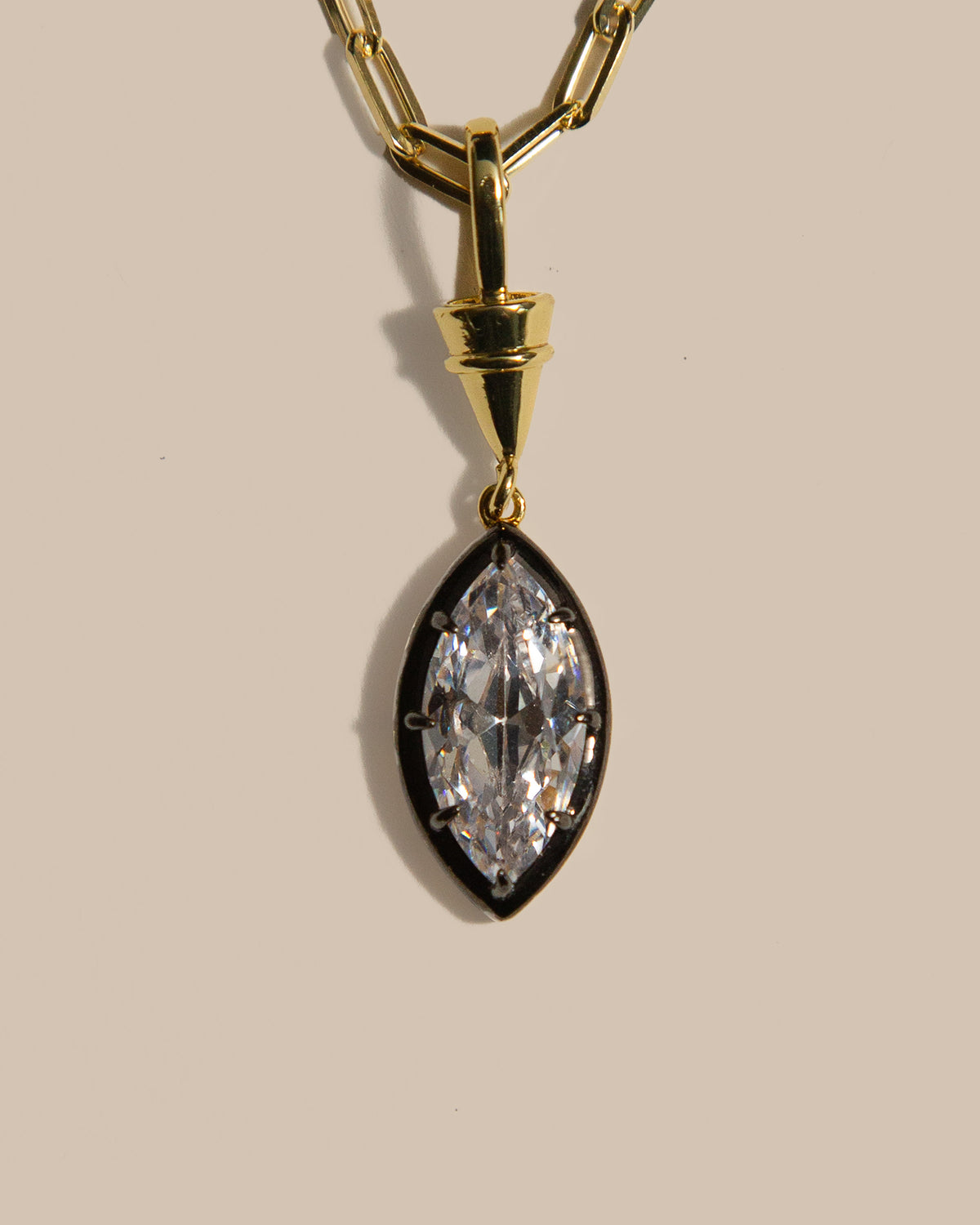 Paperclip Chain Marquise CZ Necklace