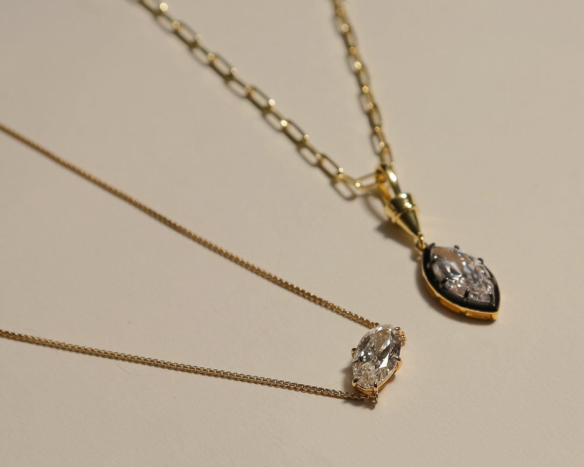 Lab Diamond Oval East West Necklace