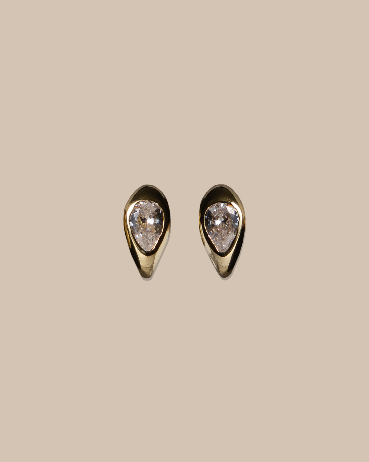 Pear Bezel Stud Earrings
