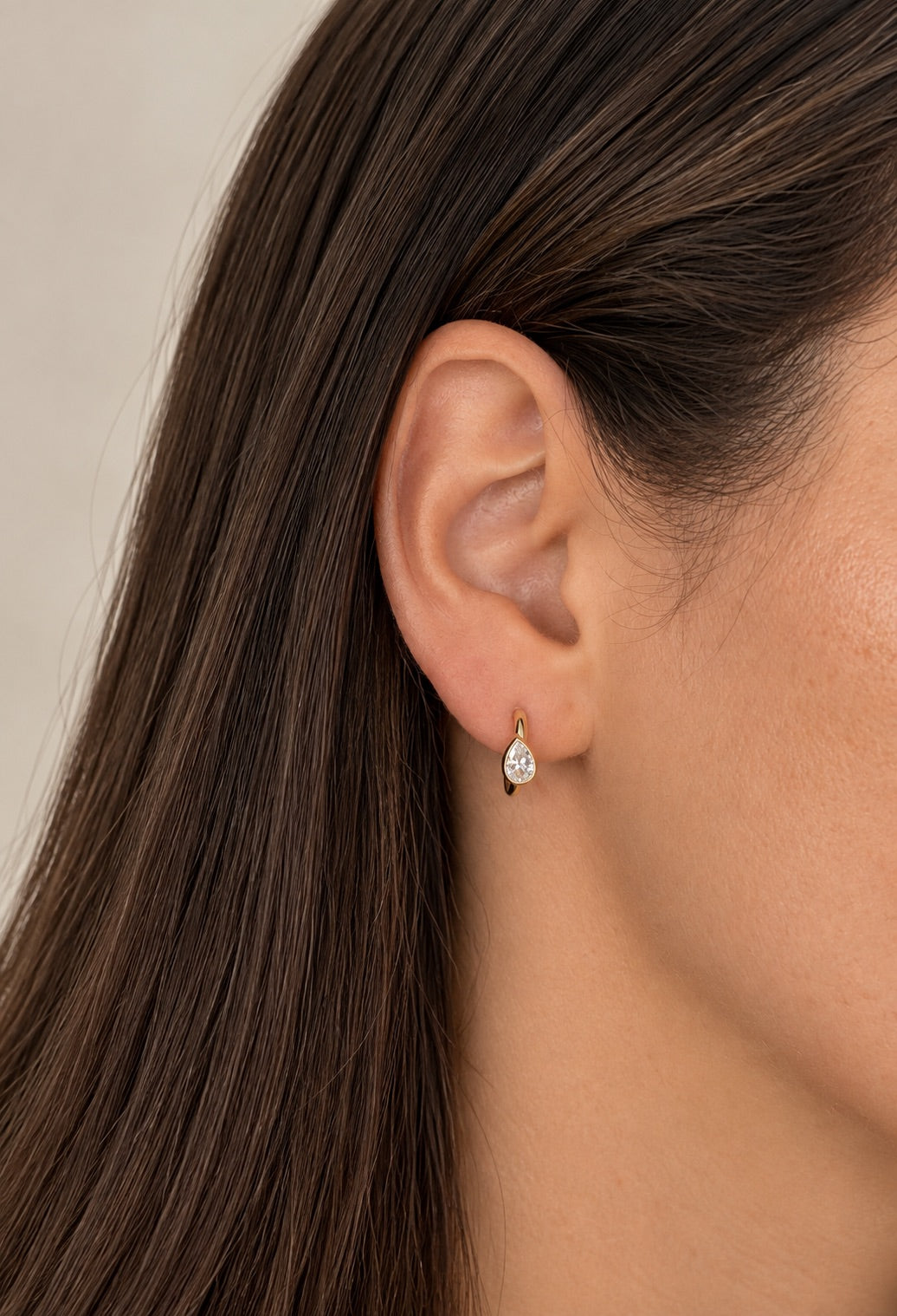 Inset Pear Hoop Earrings