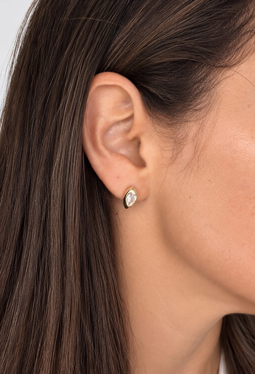 Pear Bezel Stud Earrings