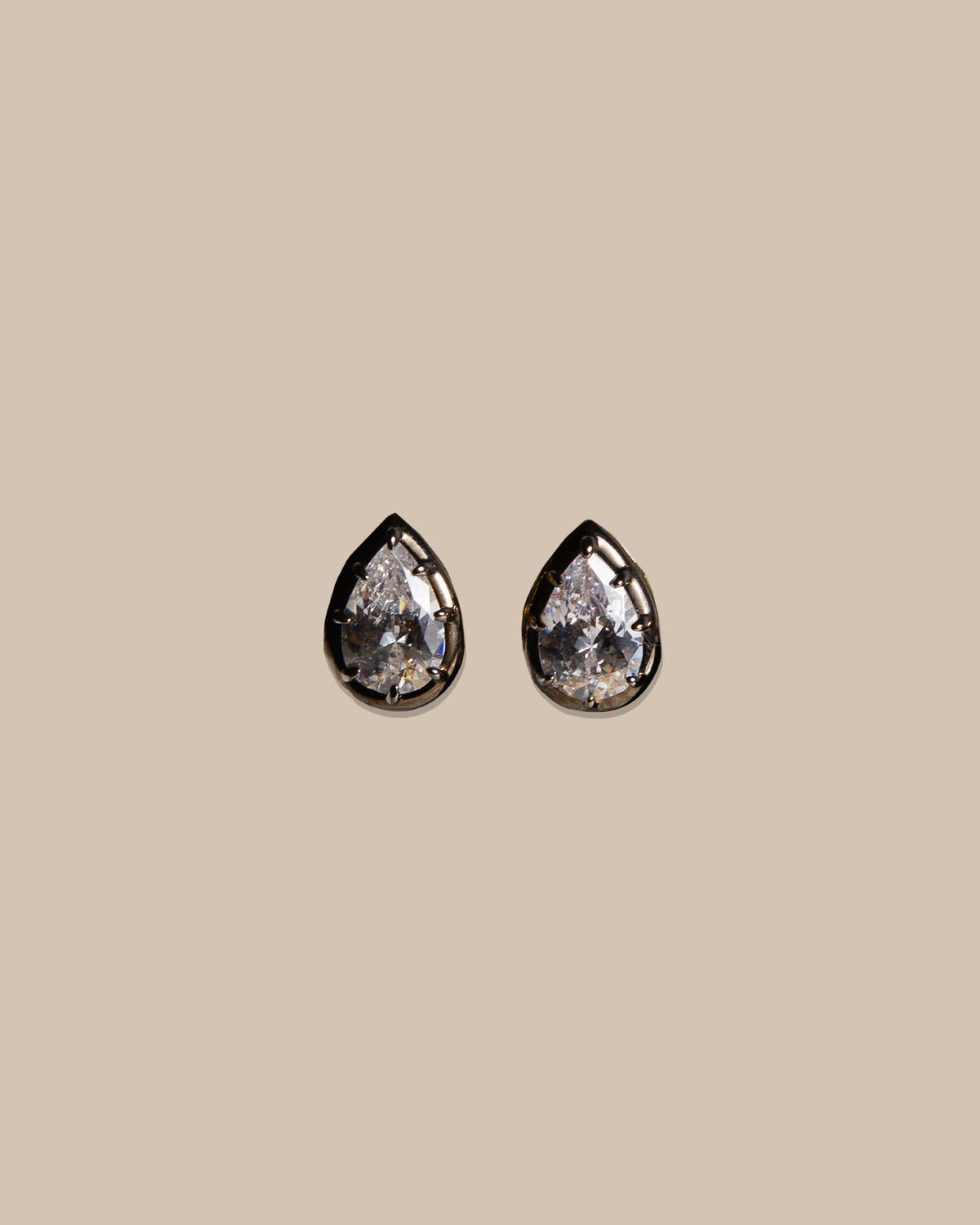 Pear Georgian Set Stud Earrings