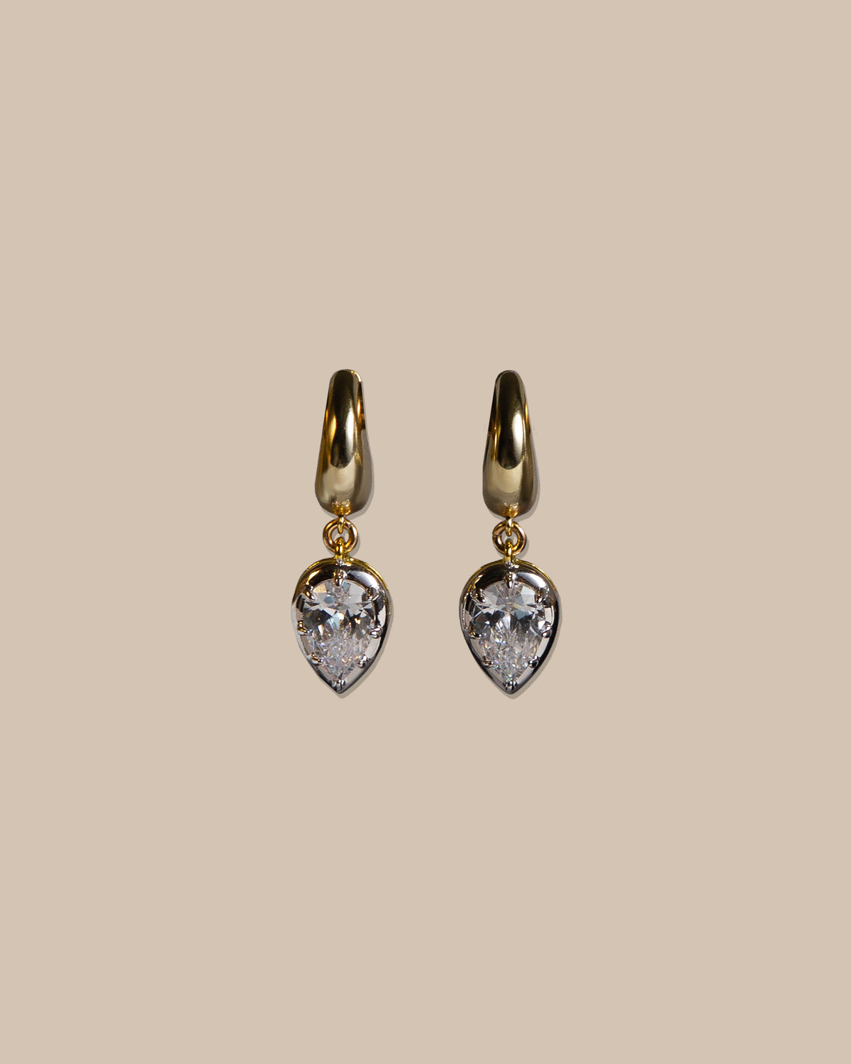 Pear Georgian Drop Hoop Earrings