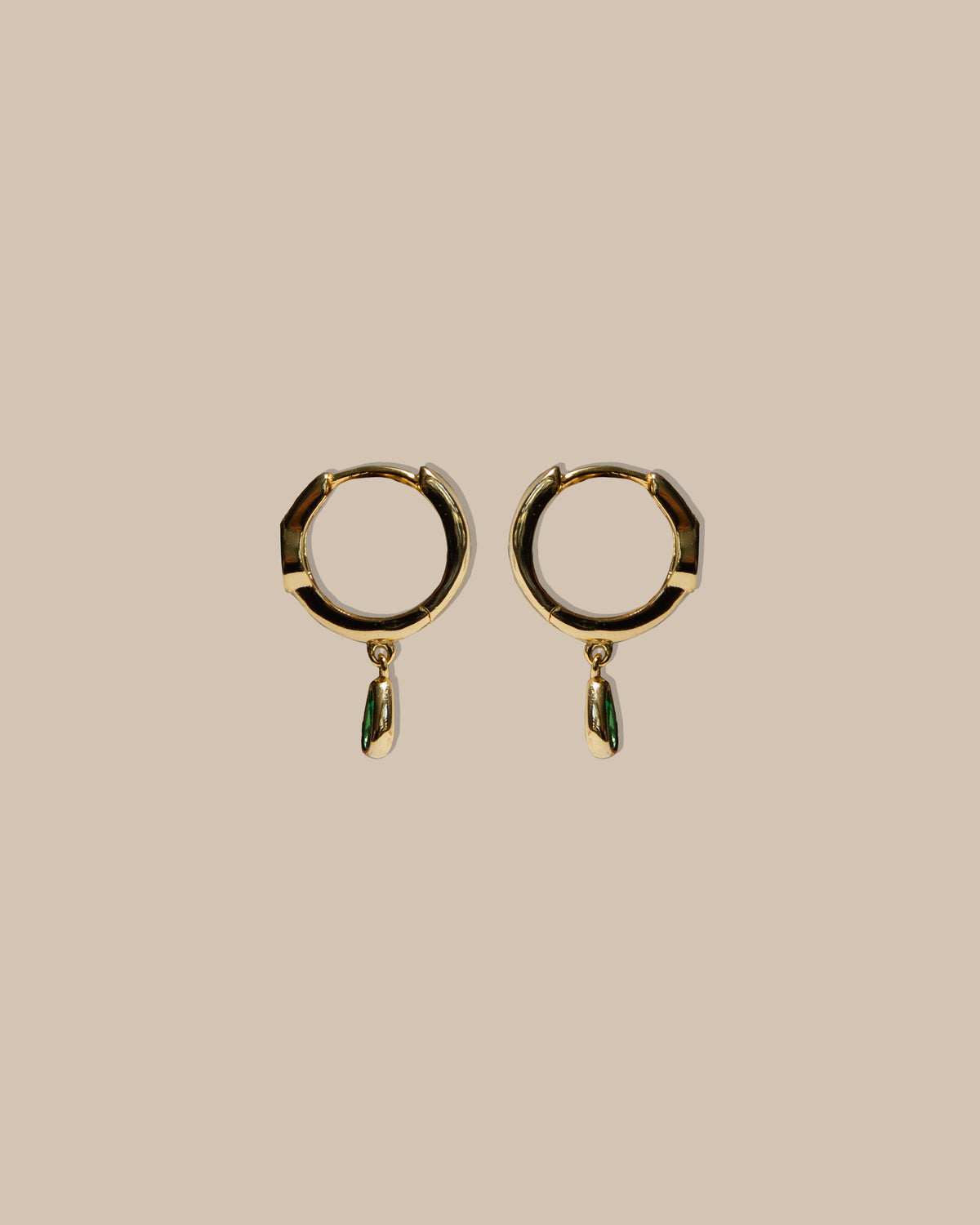 Emerald Pear Hoop Drops