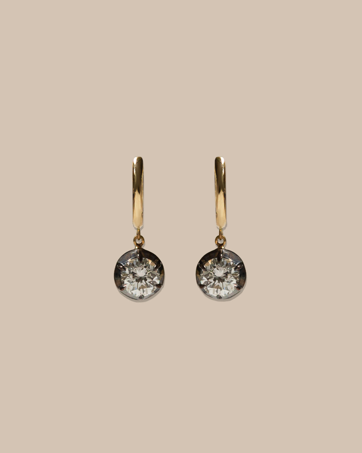 Lab Diamond Georgian Round Huggie Earrings