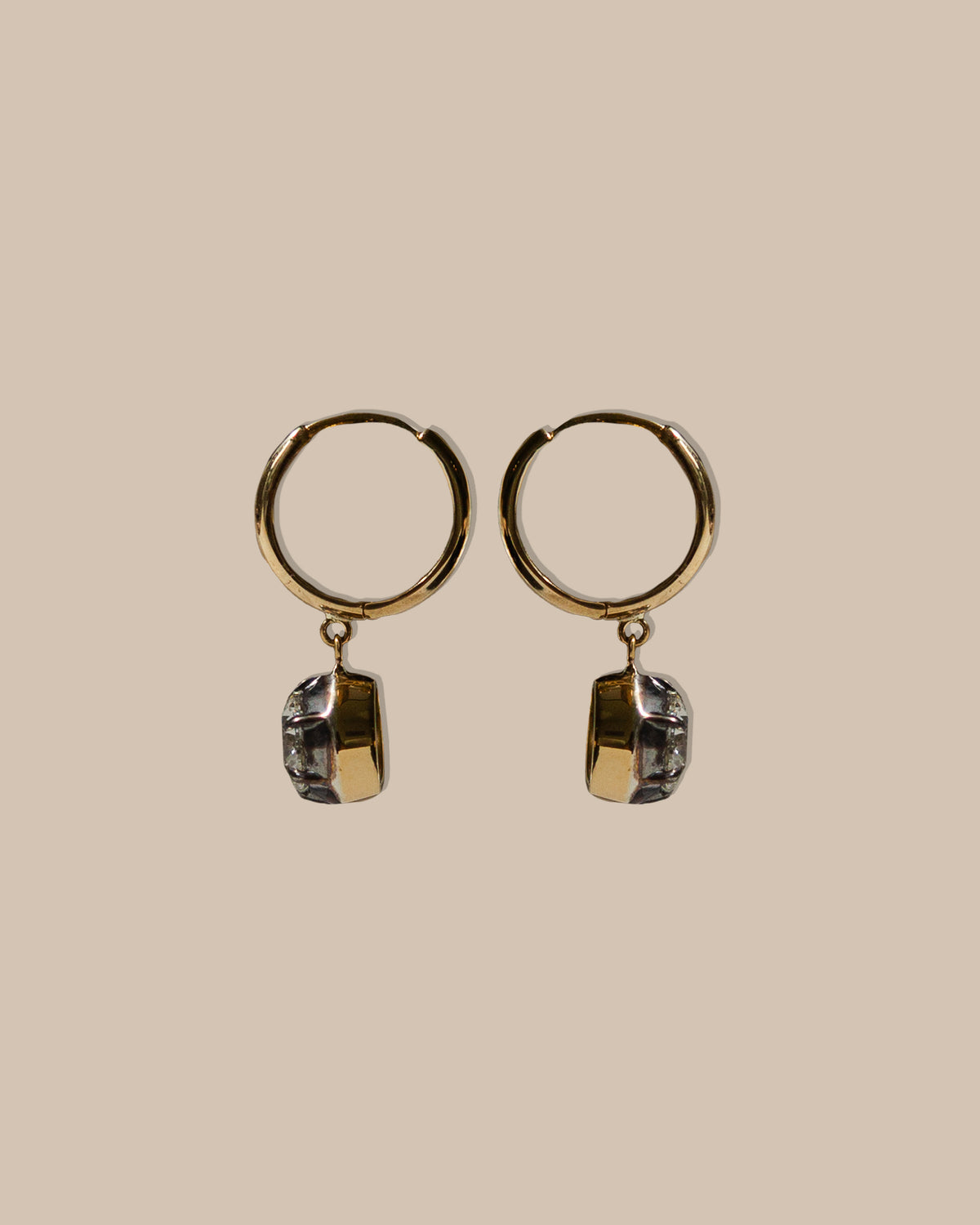 Lab Diamond Georgian Round Huggie Earrings