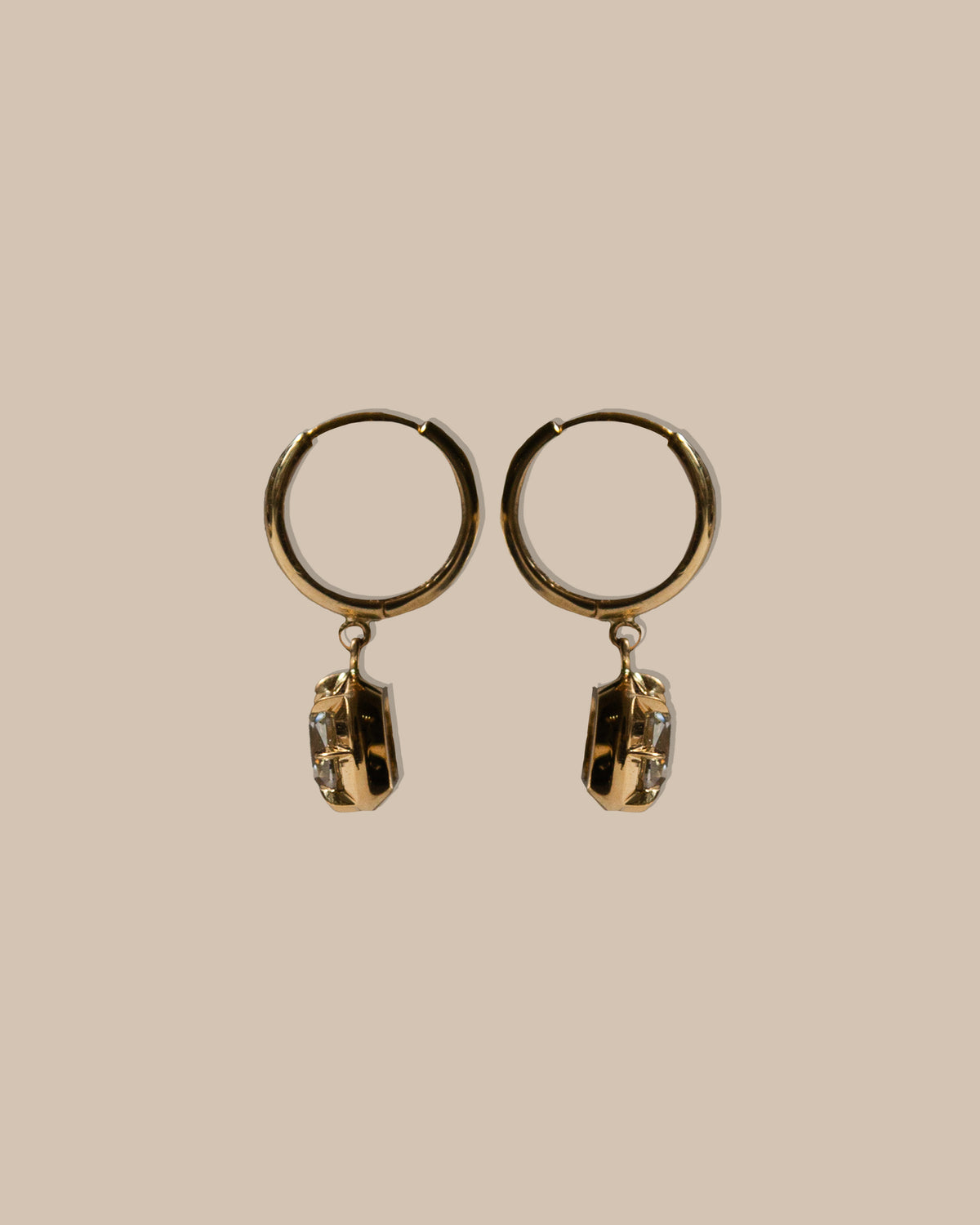 Lab Diamond Antique Cut Huggie Earrings