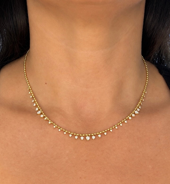 Ball Chain CZ Drops Necklace