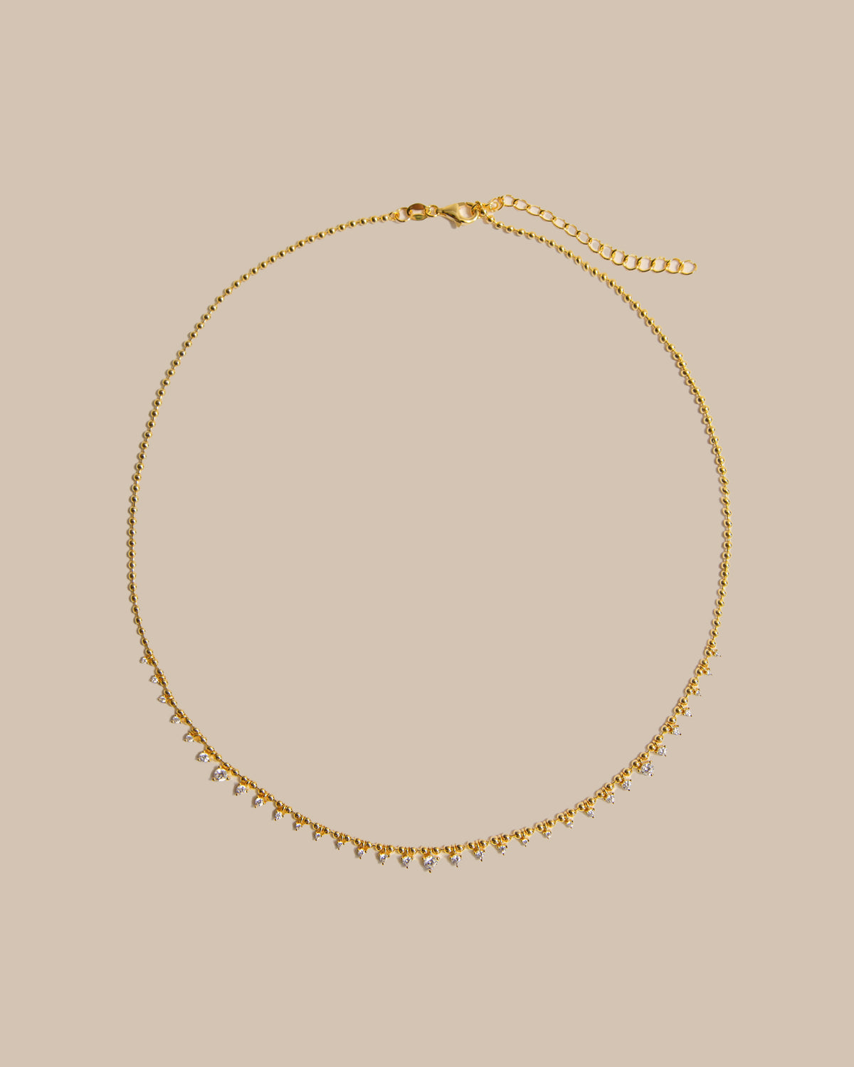 Ball Chain CZ Drops Necklace