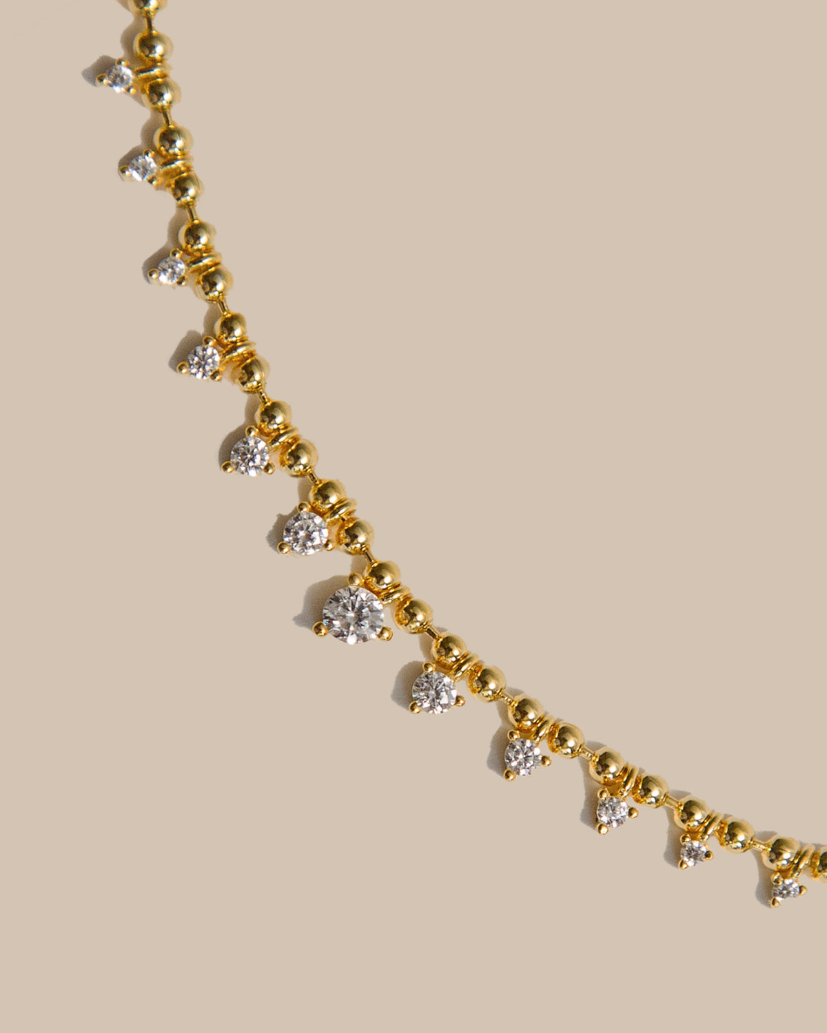 Ball Chain CZ Drops Necklace