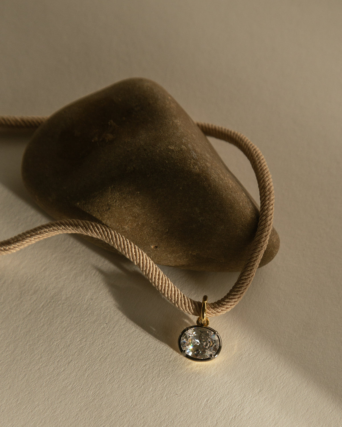 CZ Drop Silk Cord Necklace