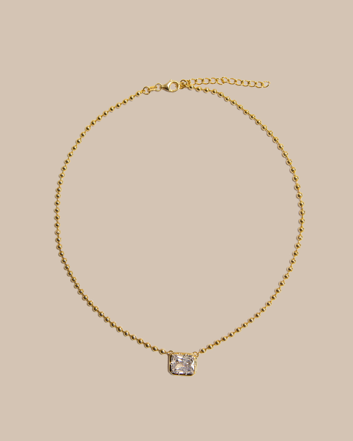 Ball Chain East West Cushion Cut Necklace