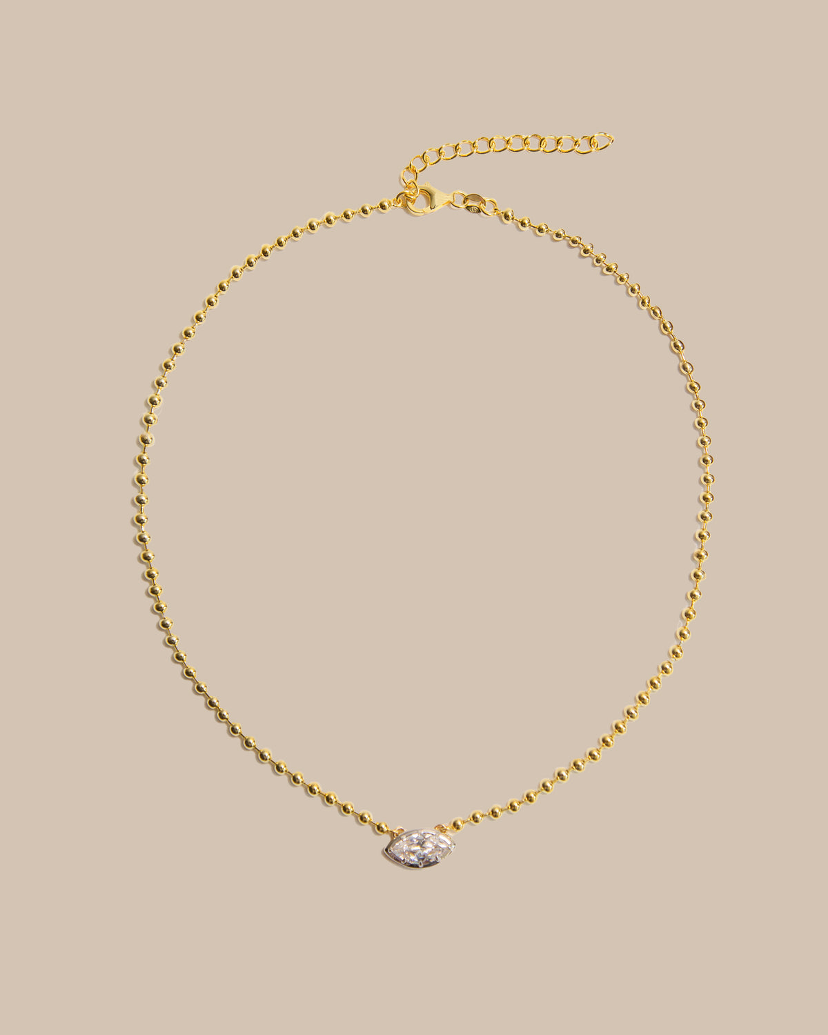 Ball Chain East West Marquise Necklace