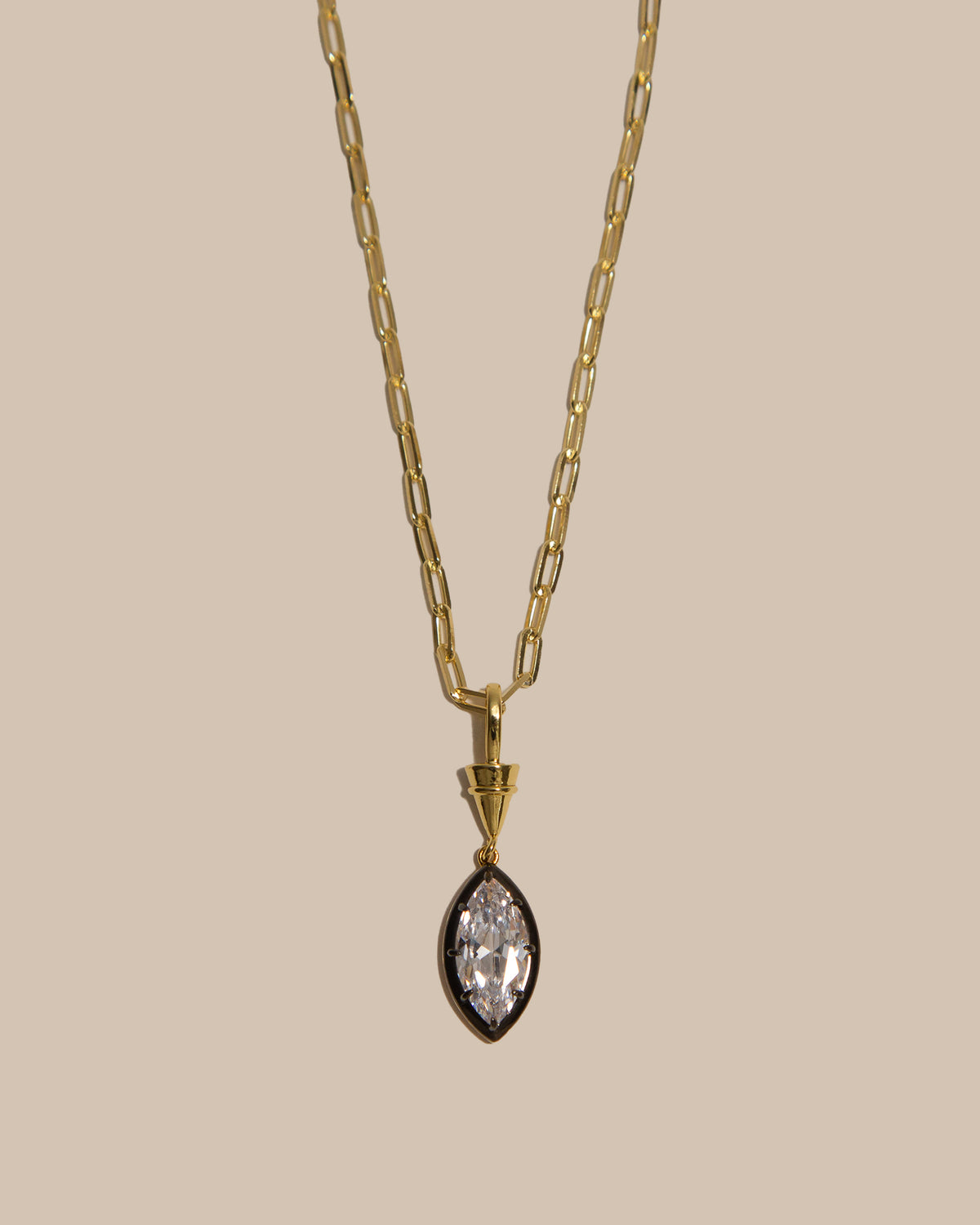Paperclip Chain Marquise CZ Necklace