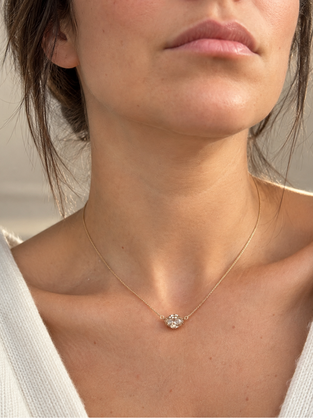 Lab Diamond Champagne Marquise Necklace